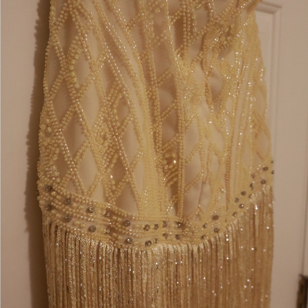 Elegant Cream Backless Halter Gown - Picture 9 of 9